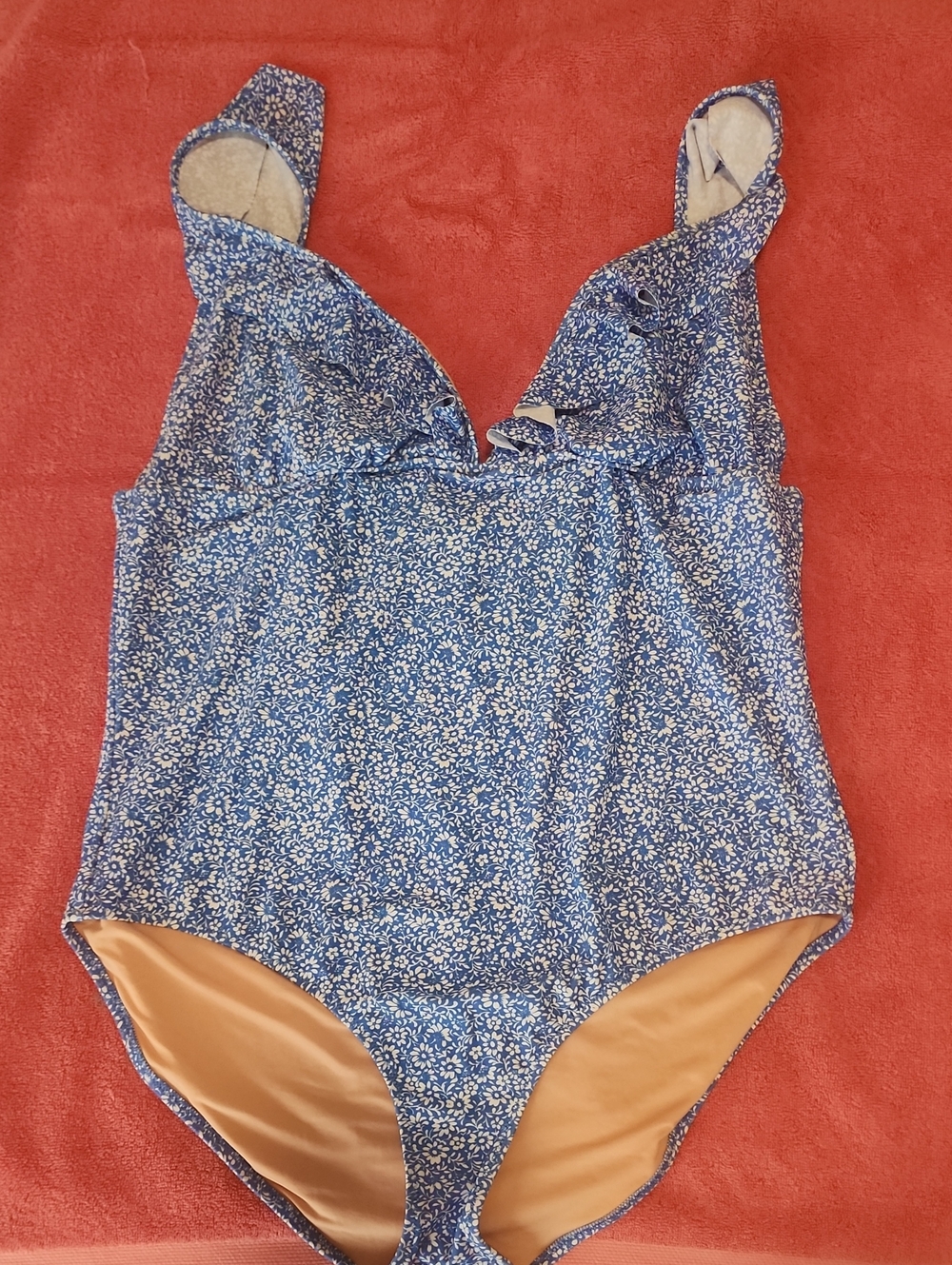 NWOT; J Crew Floral One-Piece Swim Suit with Ruffle Straps
